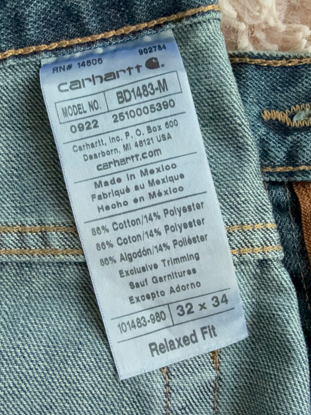 Carhartt Relaxed Fit Men's Jeans - Light Wash Blue 32x34